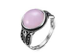 Серебряное кольцо с круглым розовым кварцем